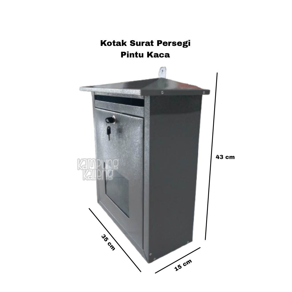 kotak surat persegi pintu kaca